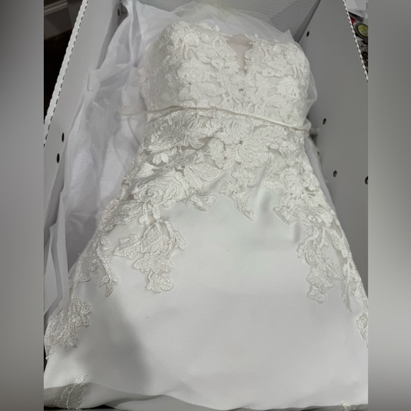Pronovias Epico Wedding Dress & Veil Sz U. 0. Professionally cleaned & preserved - Picture 7 of 15